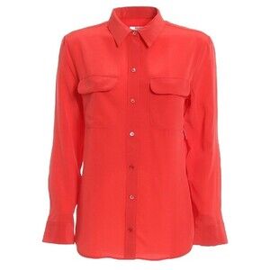 Equipment Hibiscus Slim Signature Silk Shirt Long Sleeve Button Front XS
